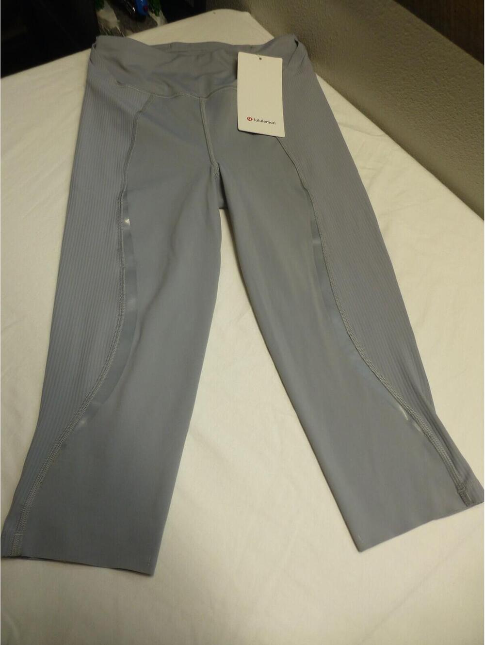 Lululemon Gloss Trim Run SHR Crop 17" Activewear Pants Grey Women's Size 4 G4A